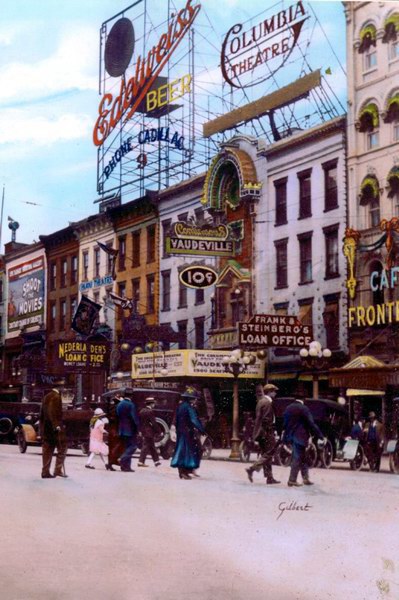 Columbia Theatre on Monroe - Old Colorized Photo